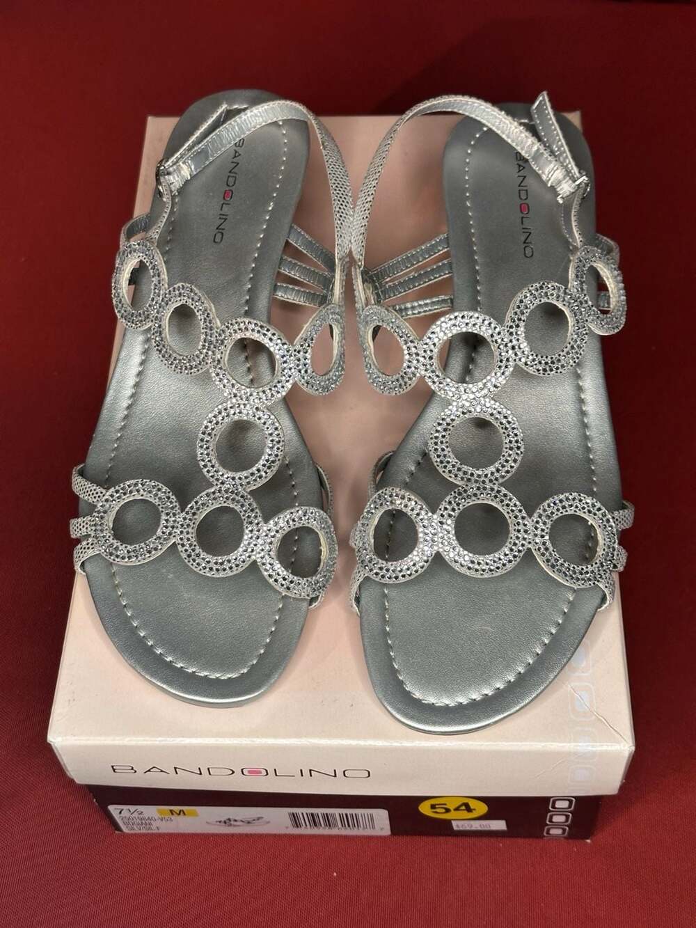 Bandolino BDGIANI Silver Embellished Wedge Sandals